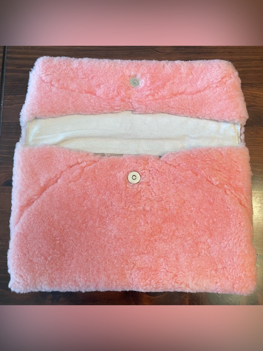 HACHE Real Mouton Clutch Bag - Pink - NEW w/ TAG
